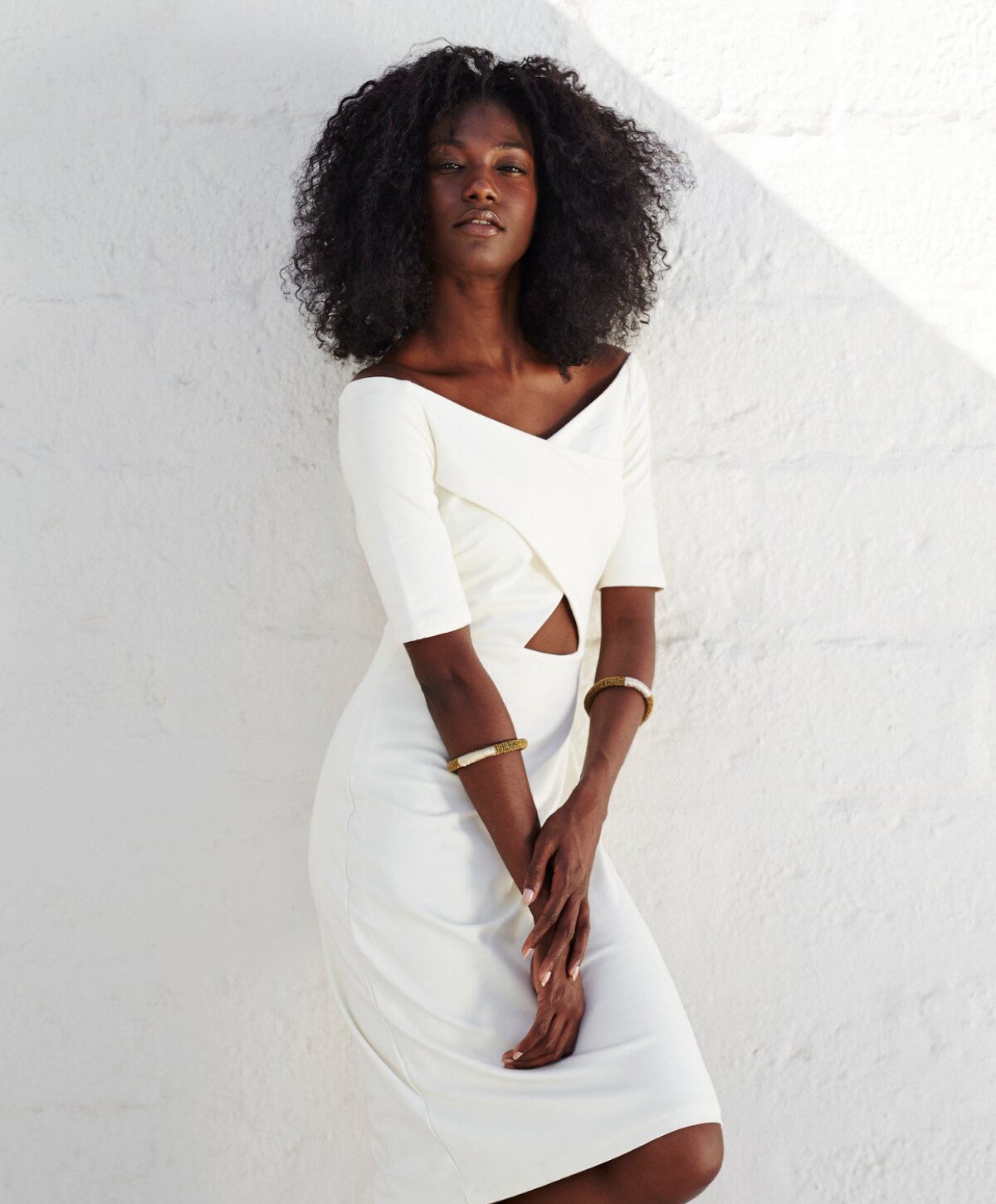 Los Angeles CoolSculpting elite model in white dress