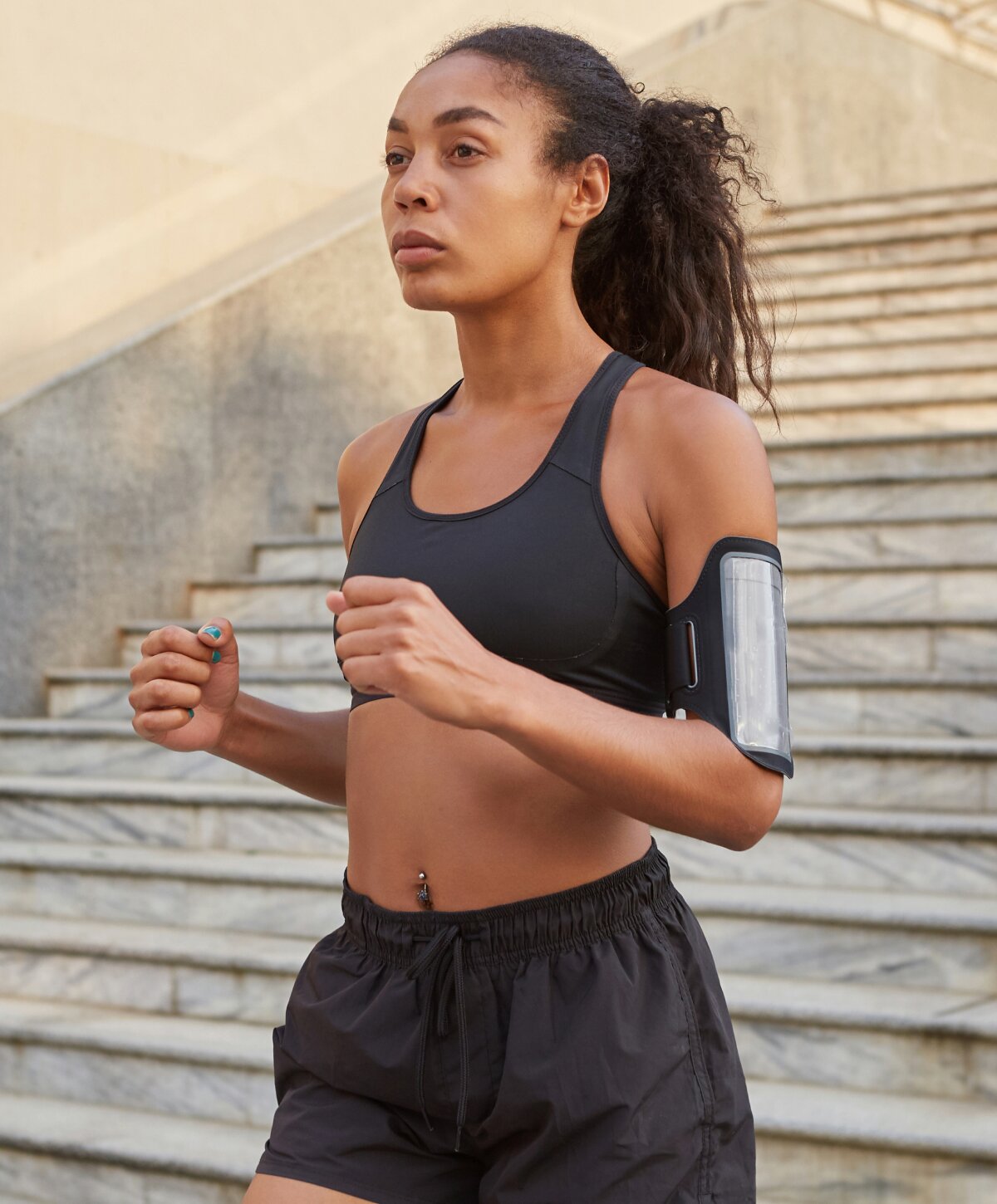 Athletic woman showing torso exercising